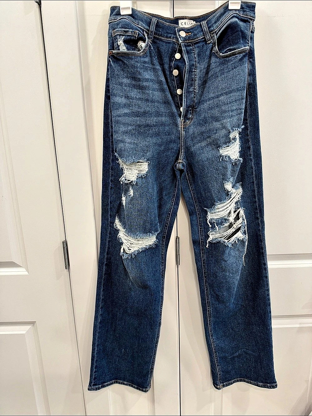 CELLO Distressed Straight Leg Jeans Waist 13 Blue